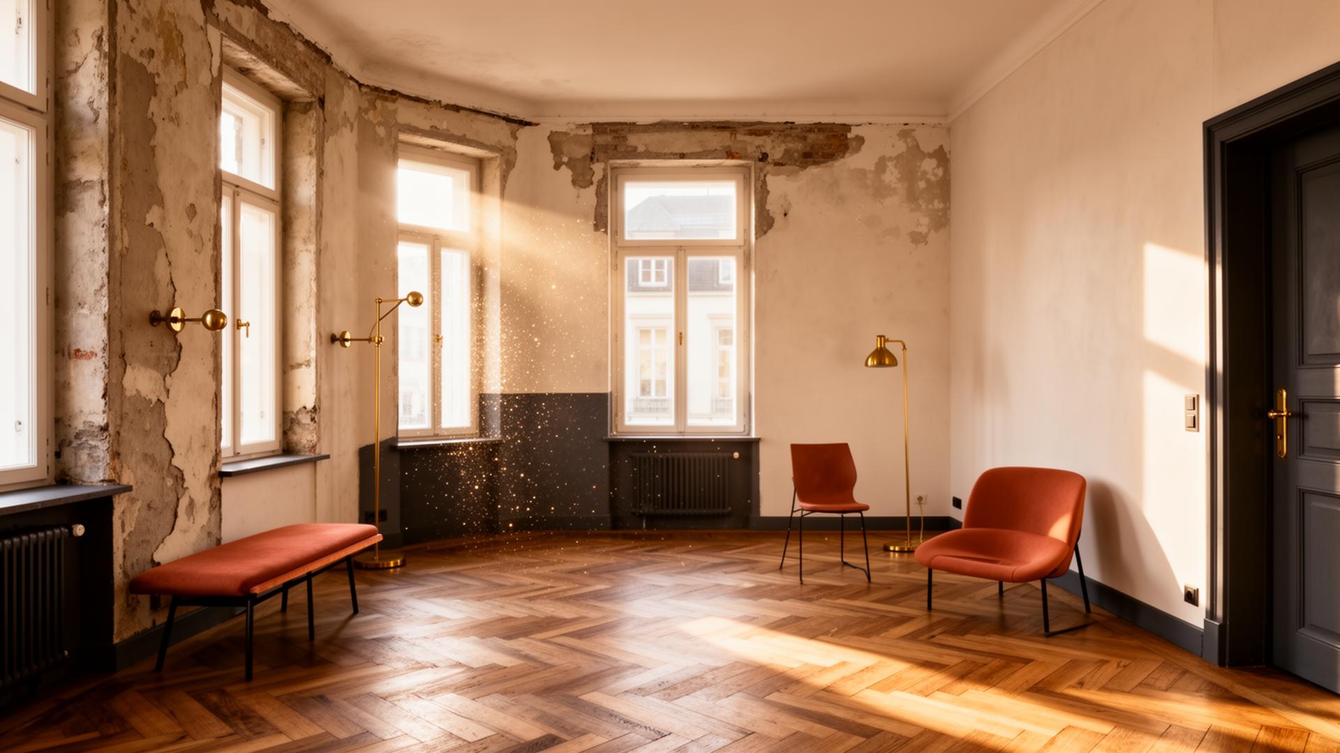 Renovated apartment with herringbone floor